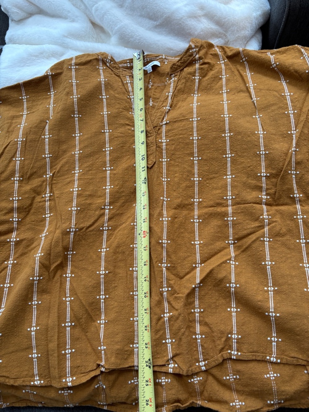 018 Madewell Rust V-Neck Tunic Top with White Stitching - Picture 6 of 6